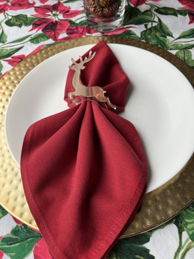 Christmas Napkins Ring, Reversible Deer-Mirror Acrylic, Set of 4 Pieces