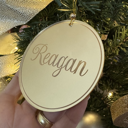 Personalized Christmas Ornament - Handcrafted, laser and engraving in Acrylic Mirror