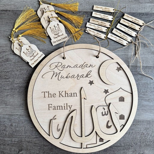 PERSONALIZED RAMADAN MUBARAK 2D SIGN DOOR, RAMADAN KAREEM TAGS AND EID MUBARACK PARTY FAVORS