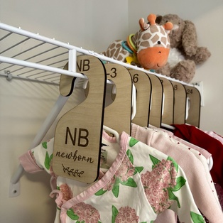 Personalized, Wooden and engraved Closet Baby Dividers. Set of 7 Pieces