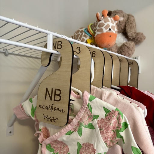 Personalized, Wooden and engraved Closet Baby Dividers. Set of 7 Pieces